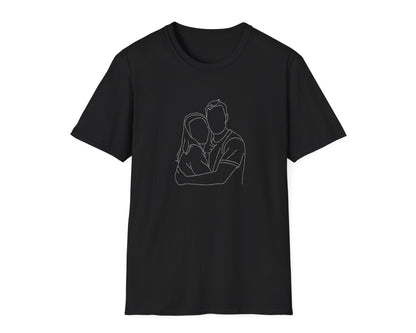 Personalized Embroidered Hoodie from Photo | Custom Outline Drawing T-shirt| Best Friend Gift | Couple T-short| Family Portrait T-shirt