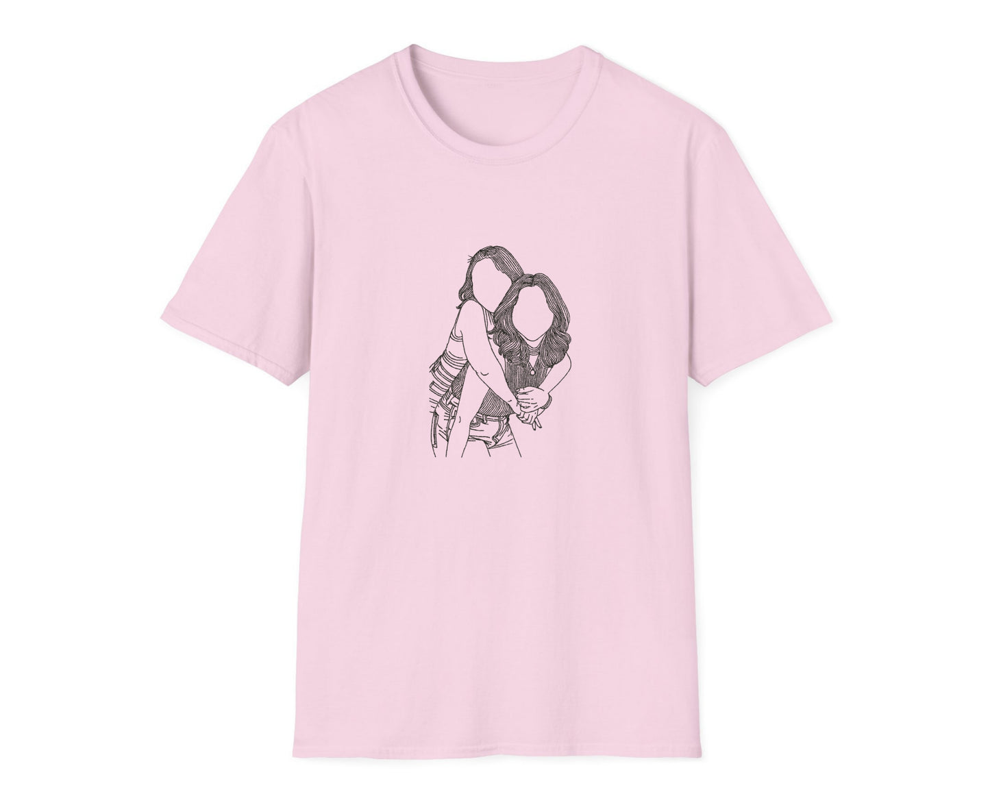 Personalized Embroidered Hoodie from Photo | Custom Outline Drawing T-shirt| Best Friend Gift | Couple T-short| Family Portrait T-shirt