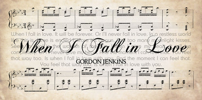 When I Fall in Love by Gordon Jenkins Song lyrics on Canvas