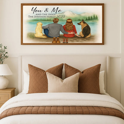 Custom Couple and Dogs Portrait Personalized Family  Dogs Pet Lover Gift
