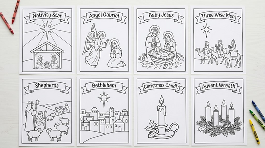 Christian Kids Advent coloring book pages preview