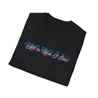 Jesus Paid It All Christian T-Shirt – Faith Shirt for Women, Religious Graphic Tee, Bible Verse Shirt, Inspirational Gift, Guest Check Jesus Paid It All Shirt