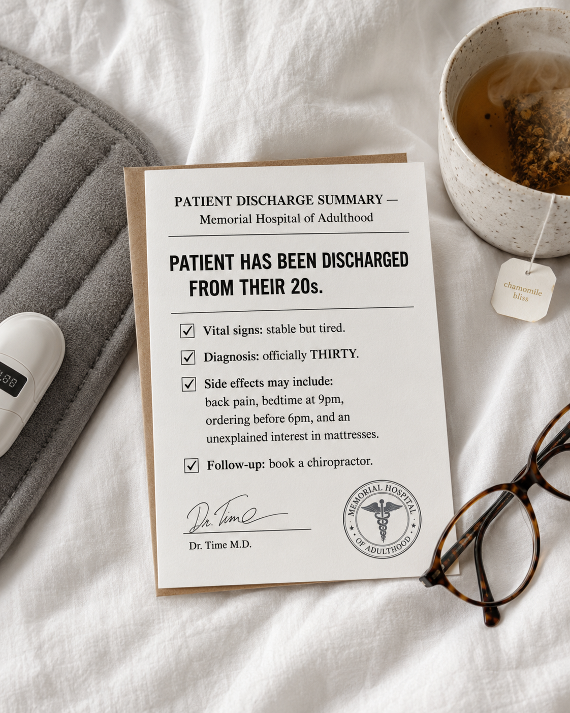 Hospital Discharge from 20s 30th Birthday Card