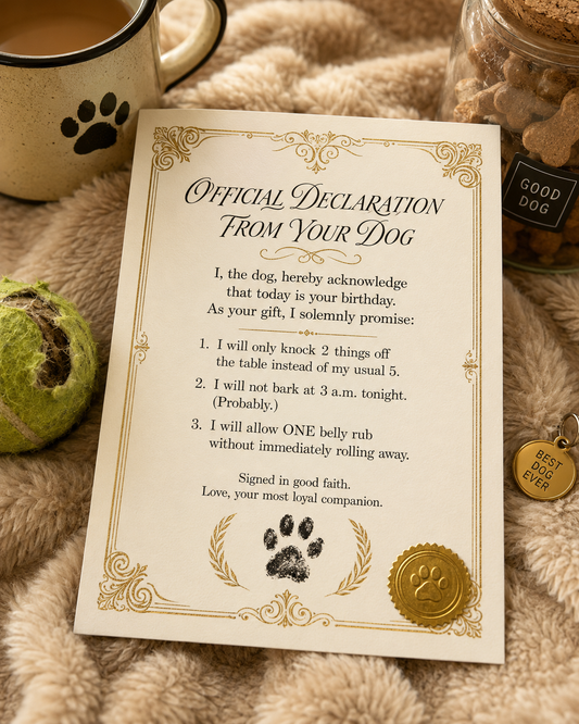 Pet Certificate from Your Dog Funny Card