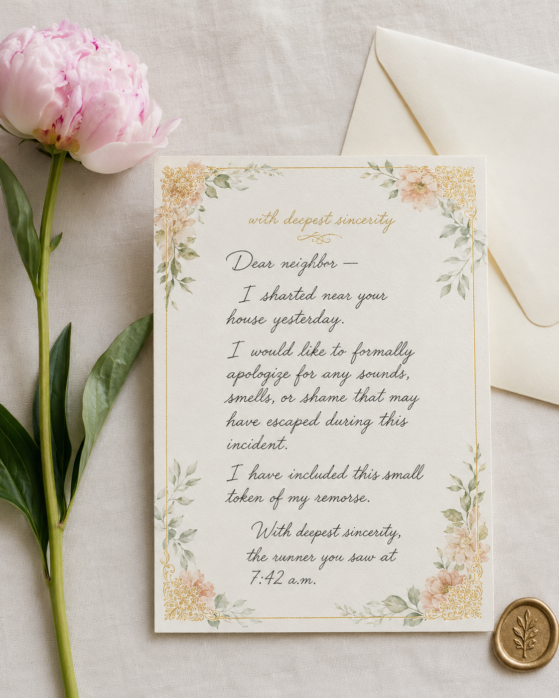 I Sharted Near Your House Funny Apology Card
