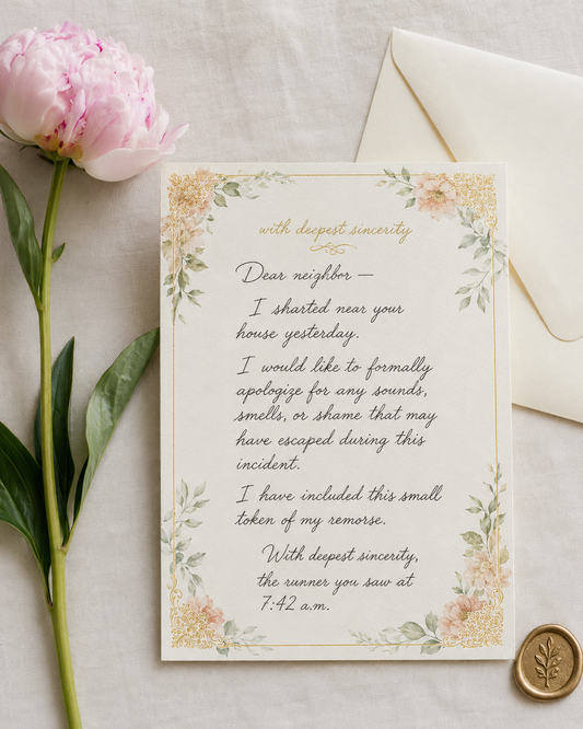 I Sharted Near Your House Funny Apology Card