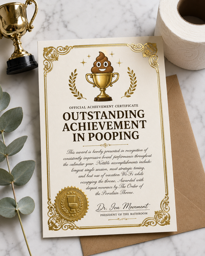 Outstanding Achievement in Pooping Trophy Card