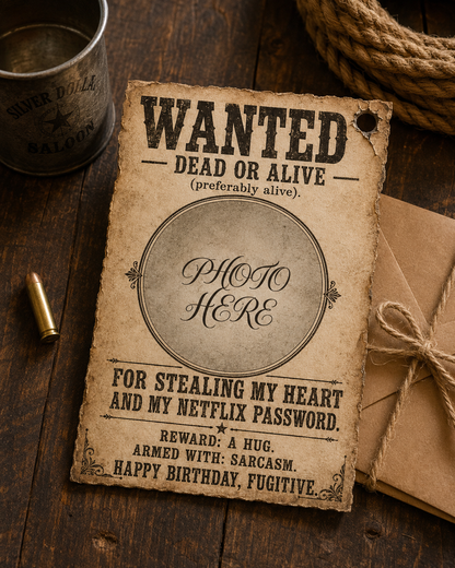 Wanted Dead or Alive Funny Birthday Card