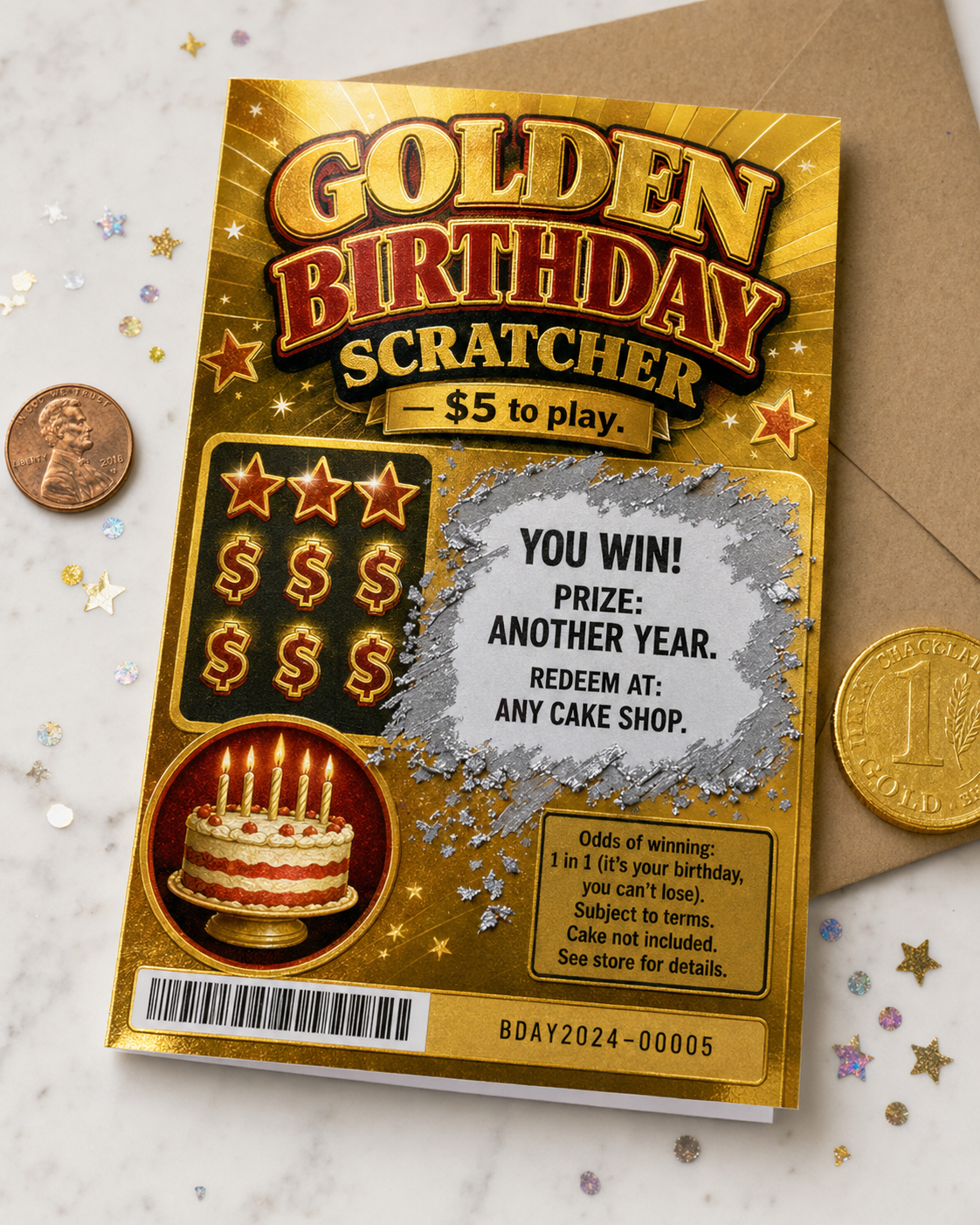 Birthday Scratch-Off Lottery Funny Card