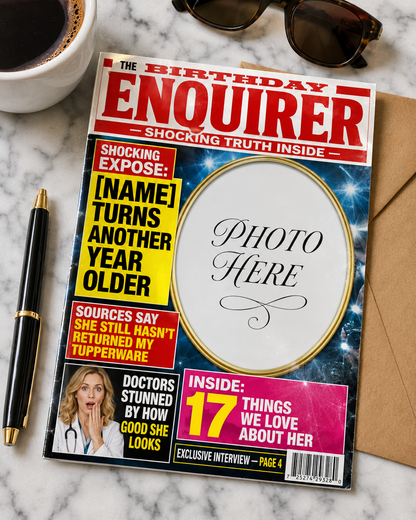 Tabloid Magazine Cover Card