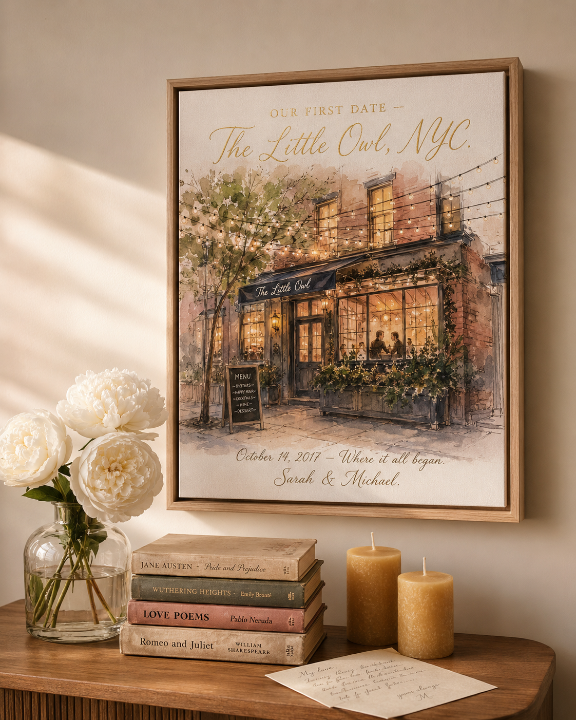 First Date Venue Custom Illustration Canvas