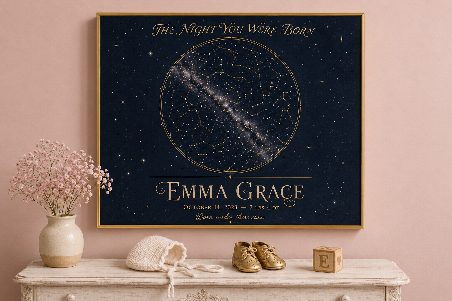 Birth Star Map Custom Baby Canvas