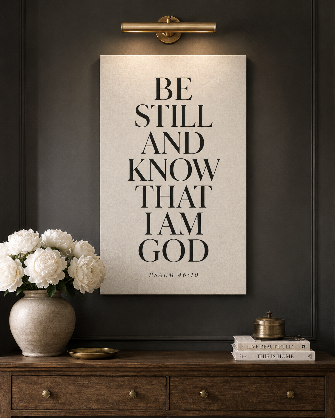 Be Still And Know Psalm 46:10 Typography Christian Canvas Bible Verse Wall Art