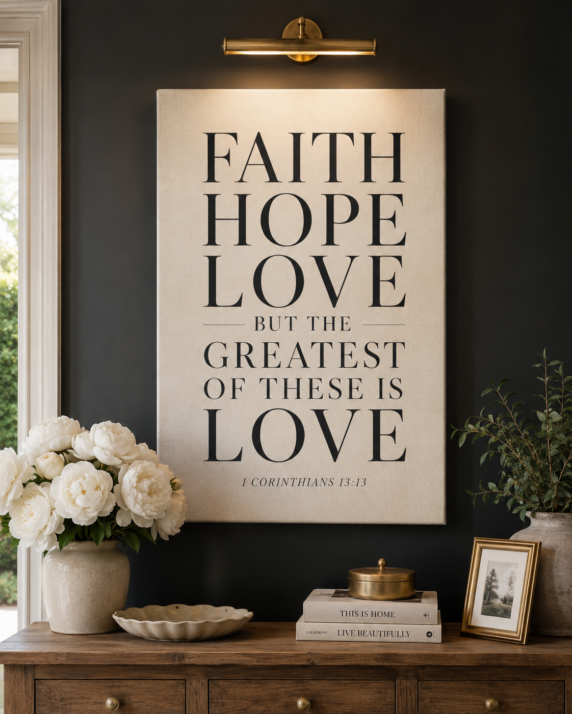 Faith Hope Love 1 Corinthians 13 Typography Christian Canvas Wedding