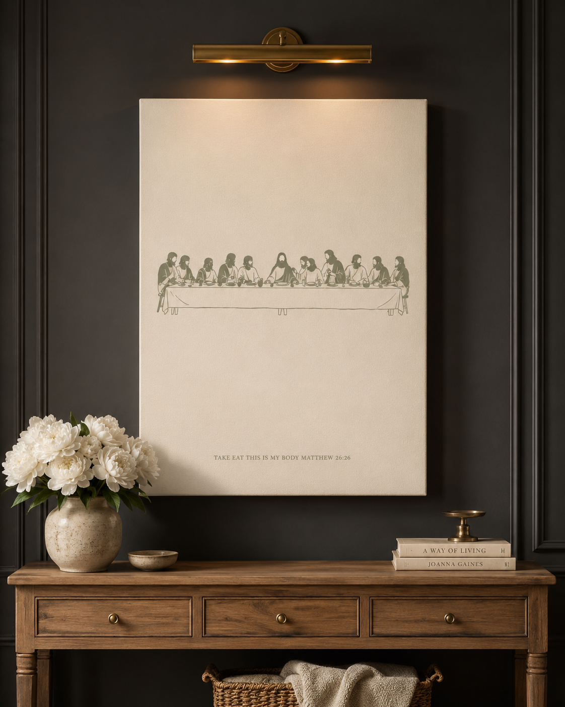 Last Supper 13 Silhouettes Minimalist Sage Christian Canvas