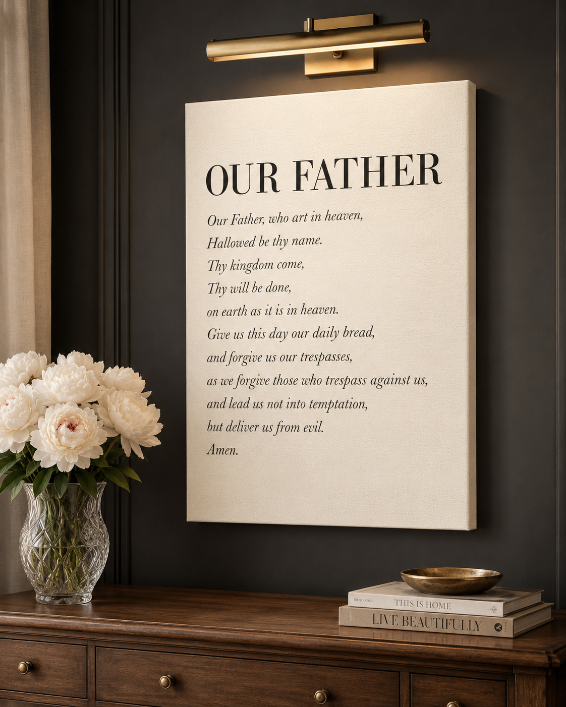 The Lords Prayer Our Father Typography Christian Canvas Wall Art