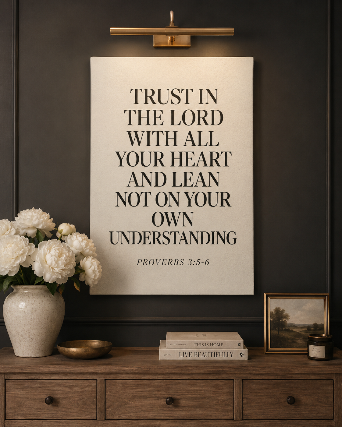 Trust In The Lord Proverbs 3:5 Typography Christian Canvas