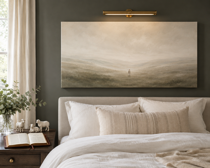 Good Shepherd Jesus Carrying Lamb Modern Neutral Fine Art Canvas