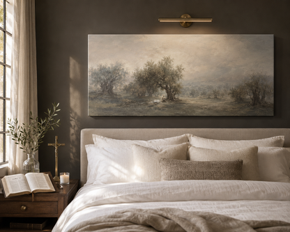 Jesus Praying in Gethsemane Modern Neutral Fine Art Canvas