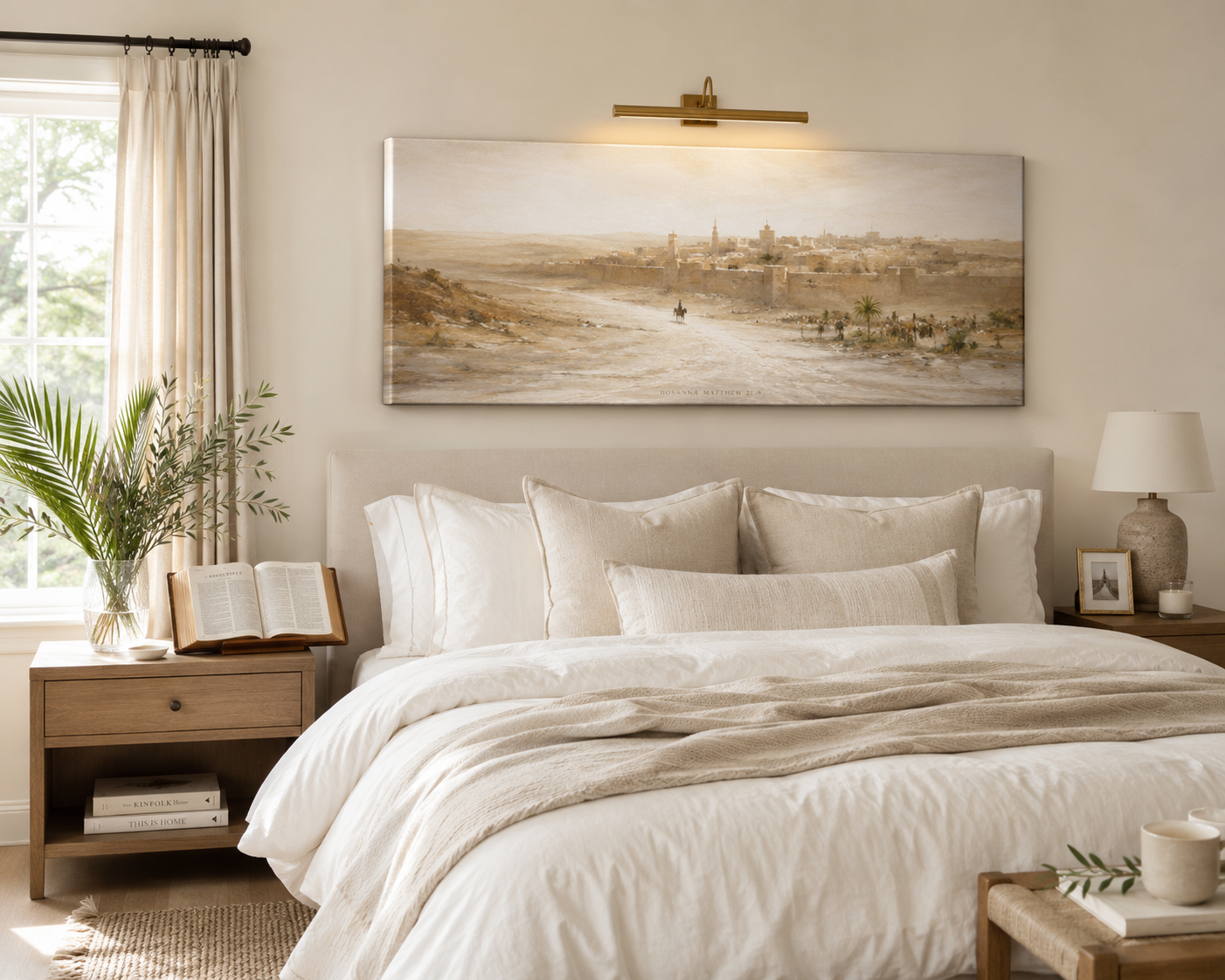 Triumphal Entry Palm Sunday Modern Neutral Fine Art Canvas