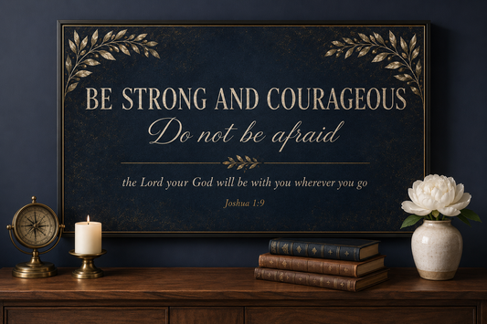 Joshua 1:9 Be Strong and Courageous Canvas - Navy Luxury