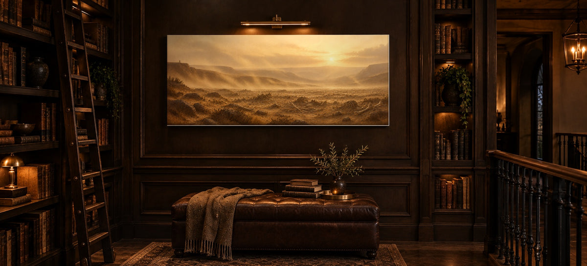Valley of Dry Bones Ezekiel 37 Christian canvas in a walnut library
