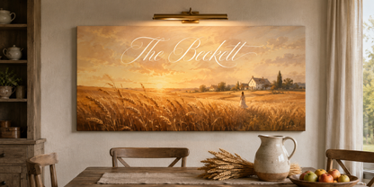 Custom Family Name Wheat Field Canvas