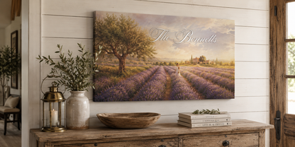 Custom Family Name Lavender Field Canvas