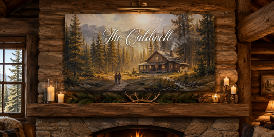 Custom Family Name Pine Cabin Canvas