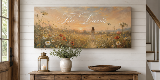 Custom Family Name Wildflower Meadow Canvas