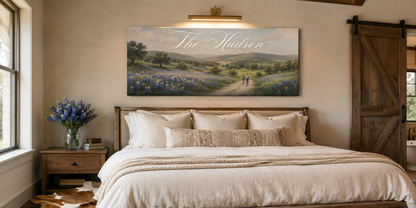 Custom Family Name Texas Hill Country Bluebonnet Canvas