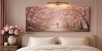 Custom Family Name Cherry Blossom Path Canvas