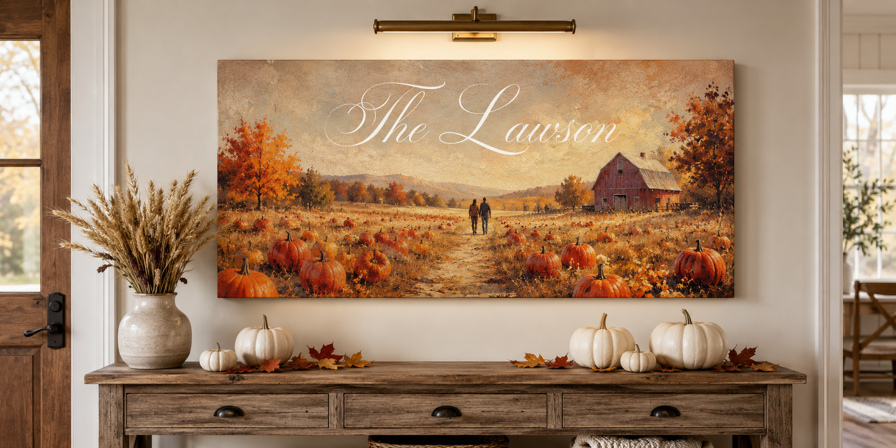 Custom Family Name Pumpkin Patch Canvas