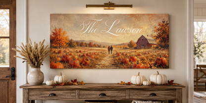 Custom Family Name Pumpkin Patch Canvas