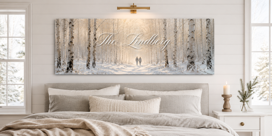 Custom Family Name Birch Forest Canvas