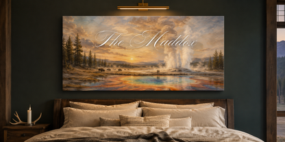 Custom Family Name Yellowstone Geyser Canvas