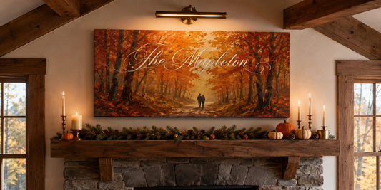 Custom Family Name Maple Forest Fall Canvas