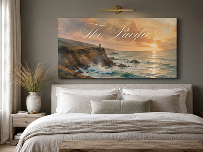 Custom Family Name Pacific Coast Cliff Canvas