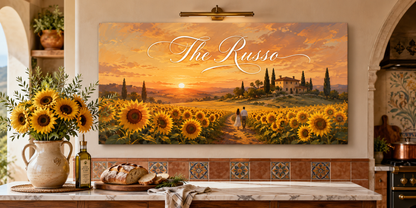 Custom Family Name Italian Sunflower Canvas