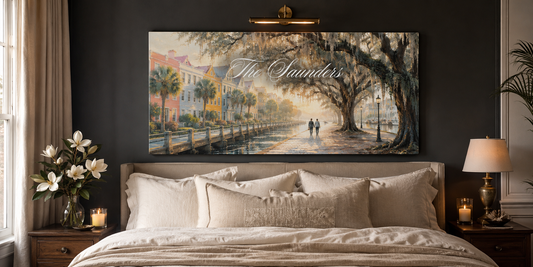 Custom Family Name Charleston Spanish Moss Canvas