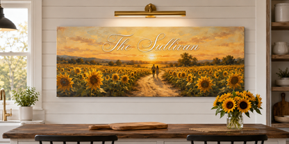 Custom Family Name Sunflower Field Canvas