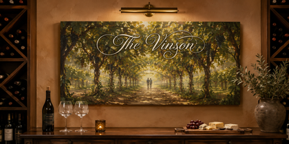 Custom Family Name Vineyard Trellis Canvas
