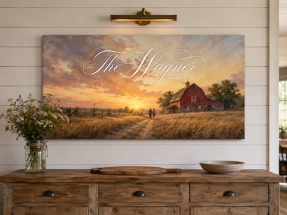 Custom Family Name Country Barn Canvas