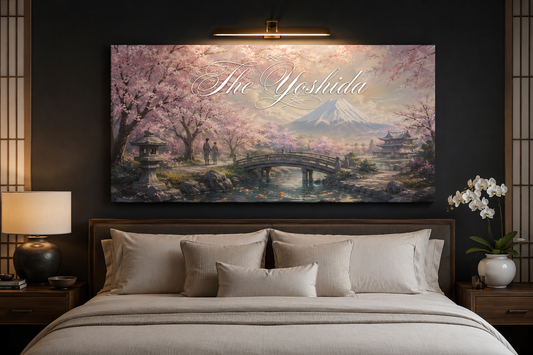 Custom Family Name Cherry Orchard Bloom Canvas