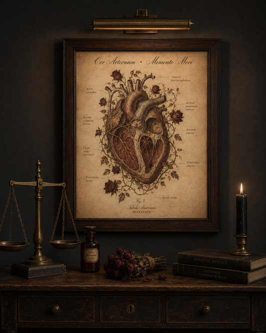 Antique Anatomical Heart Halloween Print — Cor Aeternum memento mori vintage medical illustration