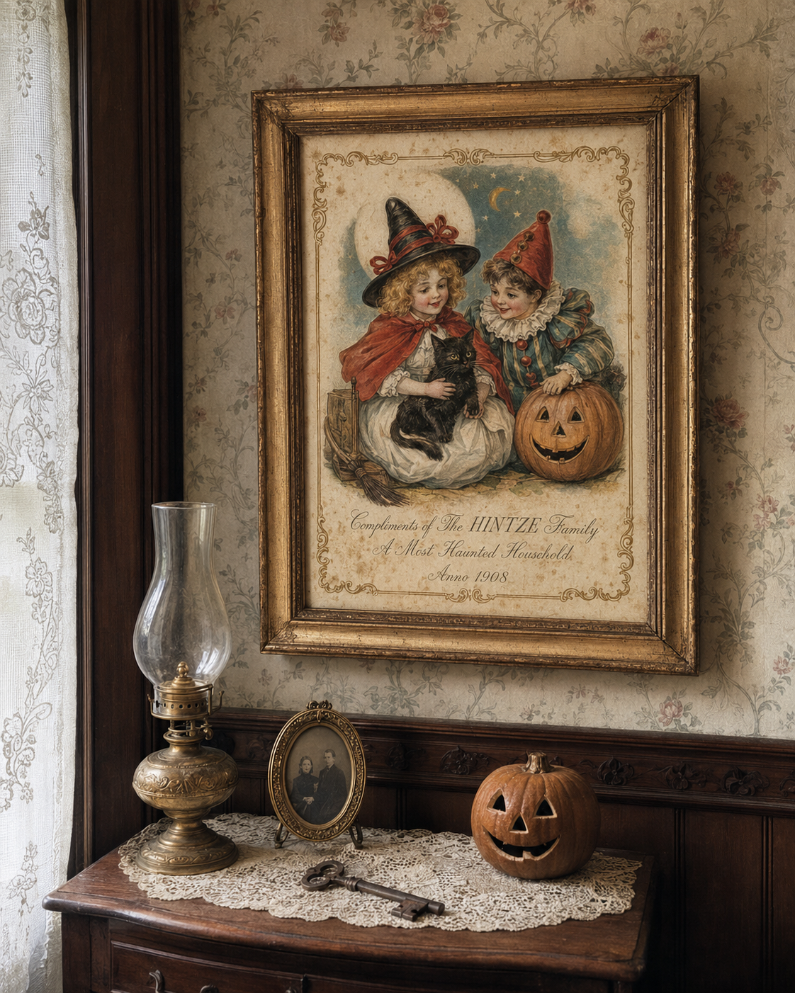 Custom Halloween Family Sign Printable Vintage Digital Download