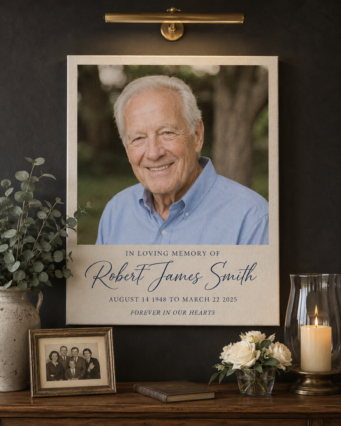 Custom photo to canvas memorial print personalized from real photograph in loving memory sympathy gift premium archival canvas