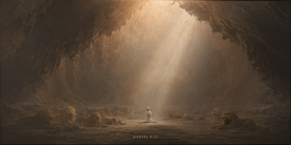 Daniel in the Lions Den — flat artwork, 2:1 panoramic