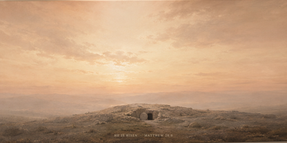 He Is Risen Empty Tomb canvas — flat artwork 2:1