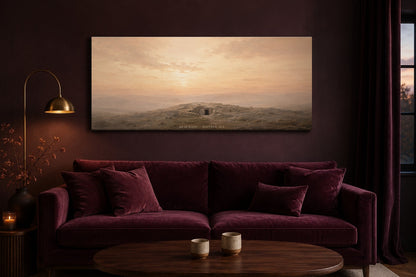He Is Risen Empty Tomb canvas — plum living room